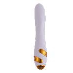 Вібратор-кролик з пульсацією та флогером LOCKINK SEVANDA Whip Vibrating Massage Wand, біло-золотий - мініатюра 8