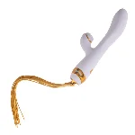 Вібратор-кролик з пульсацією та флогером LOCKINK SEVANDA Whip Vibrating Massage Wand, біло-золотий - мініатюра 1