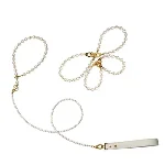 Перлинний набір для фіксації LOCKINK Pearl Bondage & Restraint Set, наручники, поножі, повідець - мініатюра 1