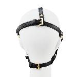 Маска-збруя для мінету LOCKINK SEVANDA Blowjob Head Harness, чорна, з м’якою вставкою у вигляді губ - мініатюра 4