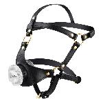 Маска-збруя для мінету LOCKINK SEVANDA Blowjob Head Harness, чорна, з м’якою вставкою у вигляді губ - мініатюра 7