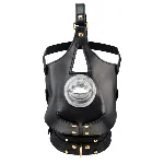 Маска-збруя для мінету з повідцем LOCKINK SEVANDA Blowjob Head Muzzle with Leash, чорна - мініатюра 1