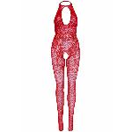 Бодістокінг Leg Avenue Rhinestone Lace and Net, One Size, червоний, зі стразами, відкритий доступ - мініатюра 4