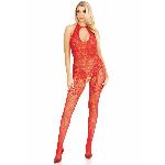 Бодістокінг Leg Avenue Rhinestone Lace and Net, One Size, червоний, зі стразами, відкритий доступ - мініатюра 5