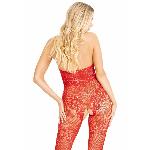 Бодістокінг Leg Avenue Rhinestone Lace and Net, One Size, червоний, зі стразами, відкритий доступ - мініатюра 7