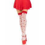 Панчохи Leg Avenue Polka Dot Mushroom Thigh Highs, One Size, біло-червоні, на резинці, малюнок — гриби - мініатюра 5