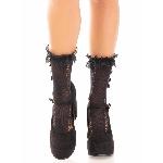 Шкарпетки ажурні Leg Avenue Mini Bow Lace Anklet, чорні, з рюшами, декор — бантики - мініатюра 3