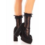 Шкарпетки ажурні Leg Avenue Mini Bow Lace Anklet, чорні, з рюшами, декор — бантики - мініатюра 5