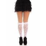 Гольфи ажурні Leg Avenue Sweetheart Ruffle Cuff Knee Highs, білі, малюнок-сердечка - мініатюра 3