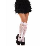 Гольфи ажурні Leg Avenue Sweetheart Ruffle Cuff Knee Highs, білі, малюнок-сердечка - мініатюра 2