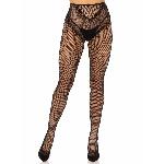 Стрип-колготки Leg Avenue Crotchless Net Tights with Heart Backseam, One Size, чорні, з доступом - мініатюра 8