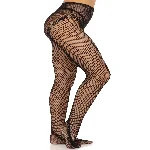 Стрип-колготки Leg Avenue Crotchless Net Tights with Heart Backseam, One Size, чорні, з доступом - мініатюра 1