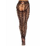 Стрип-колготки Leg Avenue Crotchless Net Tights with Heart Backseam, One Size, чорні, з доступом - мініатюра 7