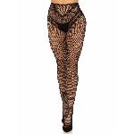 Стрип-колготки Leg Avenue Crotchless Net Tights with Heart Backseam, One Size, чорні, з доступом - мініатюра 5