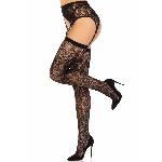 Комплект Leg Avenue Lace thigh highs & garterbelt, One Size, чорний, панчохи та пояс з пажами - мініатюра 3