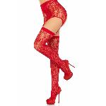 Комплект Leg Avenue Lace thigh highs & garterbelt, One Size, червоний, панчохи та пояс з пажами - мініатюра 6