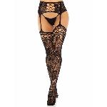 Колготки-панчохи Leg Avenue French Rose Backseam Garter Belt Stockings, чорні, One Size, з доступом - мініатюра 2