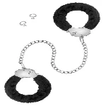 Металеві поножі з хутром Fetish Tentation Adjustable metal and fur ankle cuffs, 2 ключі - мініатюра 1