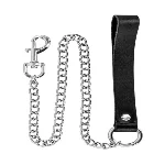 Повідець із натуральної шкіри Fetish Tentation Premium Metal leash with cowhide leather wrist 72 см - мініатюра 1