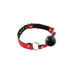 Кляп Fetish Tentation Premium Leather gag with silicone ball Red - мініатюра 1