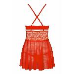 Бебі-дол Obsessive 838-BAB-3 babydoll & thong red L/XL - мініатюра 4