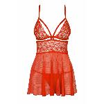 Бебі-дол Obsessive 838-BAB-3 babydoll & thong red 2XL/3XL - мініатюра 3