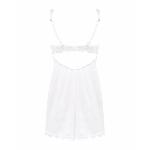 Сорочка Obsessive Amor Blanco underwire chemise & thong, S/M, біла, мереживний ліф, стрінги в наборі - мініатюра 4