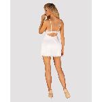 Сорочка Obsessive Amor Blanco underwire chemise & thong, S/M, біла, мереживний ліф, стрінги в наборі - мініатюра 2