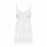 Сорочка Obsessive Amor Blanco underwire chemise & thong, S/M, біла, мереживний ліф, стрінги в наборі - мініатюра 3