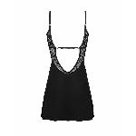 Сорочка Obsessive Bellastia chemise & thong, M/L, непрозора, фігурне декольте, стрінги в наборі - мініатюра 4
