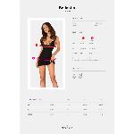 Сорочка Obsessive Bellastia chemise & thong, M/L, непрозора, фігурне декольте, стрінги в наборі - мініатюра 5