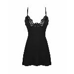 Сорочка Obsessive Bellastia chemise & thong, XL/2XL, непрозора, фігурне декольте, стрінги в наборі - мініатюра 3