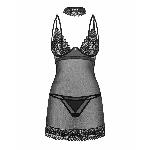 Сорочка Obsessive Donarella chemise & thong, XL/2XL, мереживний ліф, чокер та стрінги в комплекті - мініатюра 3