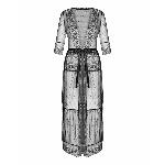 Пеньюар Obsessive Estiqua peignoir, M/L, чорний, прозорий, на поясі, довжина до щиколоток - мініатюра 3