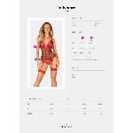 Корсет Obsessive Jollymore corset, M/L, у клітинку, з мереживом, пажі для панчіх, стрінги в комплекті - мініатюра 5