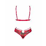 Комплект Obsessive Ms Merrilo 2-pcs set, XS/S, м’який бюстгальтер та трусики з доступом і з помпоном - мініатюра 4