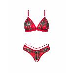 Комплект Obsessive Ms Merrilo 2-pcs set, XS/S, м’який бюстгальтер та трусики з доступом і з помпоном - мініатюра 3