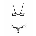 Комплект Obsessive Nutris 2-pcs crotchless set, M/L, ліф з відкритими чашками, трусики з доступом - мініатюра 4