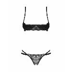Комплект Obsessive Nutris 2-pcs crotchless set, XL/2XL, ліф з відкритими чашками, трусики з доступом - мініатюра 3