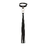 Нашийник с флогером Rosy Gold - Collar with Flogger - Black - мініатюра 1