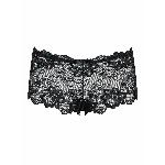 Трусики-шортики Obsessive Idillia shorties, L/XL, чорні, мереживні, з низькою посадкою - мініатюра 4