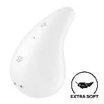 Вібратор для зовнішньої стимуляції Satisfyer Dew Drop White, 2 мотори, 12 режимів, м’який корпус - мініатюра 1