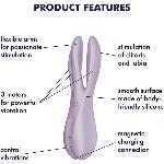 Кліторальний вібратор Satisfyer Threesome 2 Violet, 3 гнучкі пальчики, 3 мотори - мініатюра 3