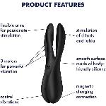Кліторальний вібратор Satisfyer Threesome 2 Black, 3 гнучкі пальчики, 3 мотори - мініатюра 3