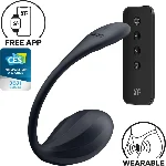Смарт-віброяйце Satisfyer Ribbed Petal Connect App Black, керування зі смартфона, пульт ДК - мініатюра 1