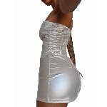Мінісукня D&A, L, white, nylon-lycra відкриті плечі з блискавкою на всю довжину - мініатюра 4