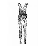 Бодістокінг Passion ECO BS003, чорний, One Size, відкрита промежина, імітація корсета і панчіх - мініатюра 4
