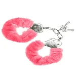 Наручники S Pleasures Furry Cuffs Pink з пухнастим оздобленням, 2 ключі в комплекті - мініатюра 1