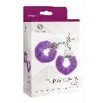 Наручники S Pleasures Furry Cuffs Purple з пухнастим оздобленням, 2 ключі в комплекті - мініатюра 2
