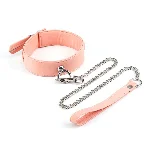 Нашийник з повідцем Liebe Seele Dark Candy Pink Collar with Leash, повідець на карабіні - мініатюра 1